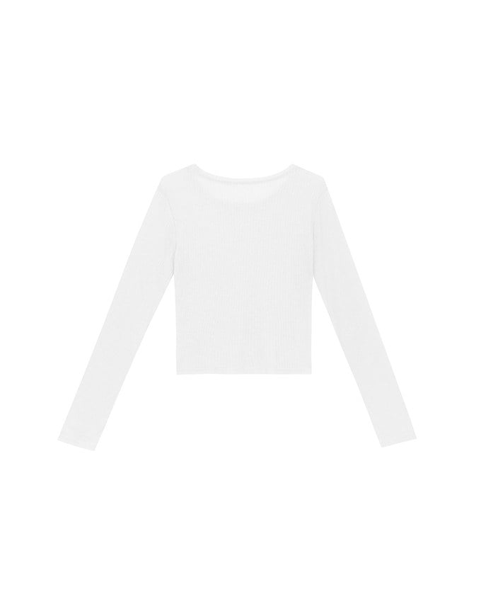 Sheer Knit Crop Long Sleeve Top
