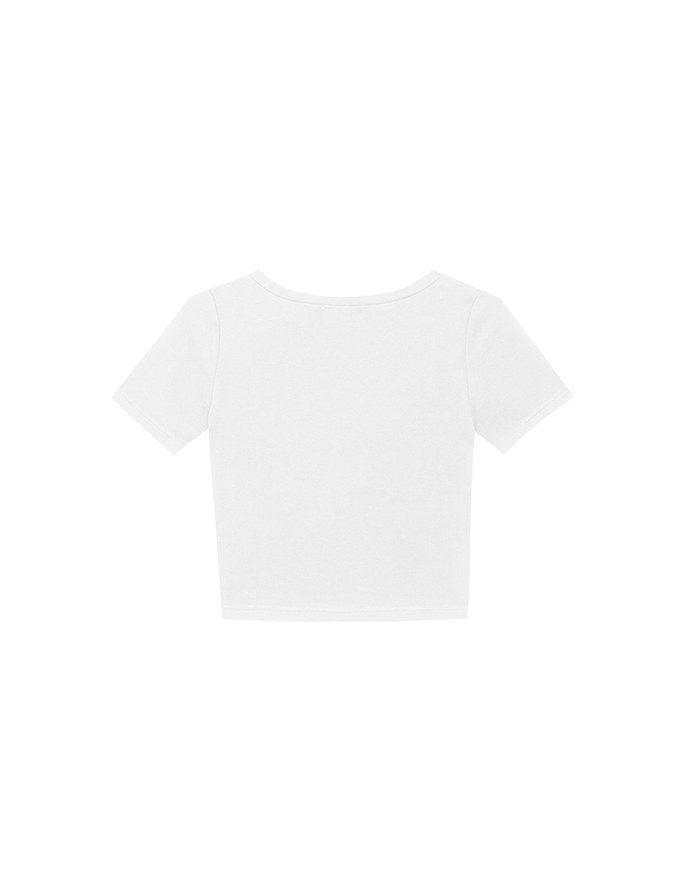 Cross Front Ruched V Neck Short Sleeve Fitted Top