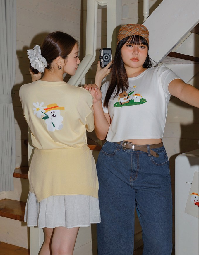 【DINOTAENG】Puff Print Graphic T-Shirt