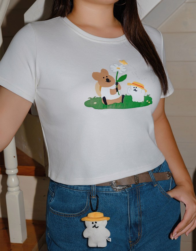 【DINOTAENG】Puff Print Graphic T-Shirt