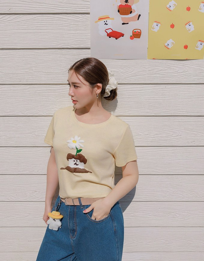 【DINOTAENG】Puff Print Graphic T-Shirt