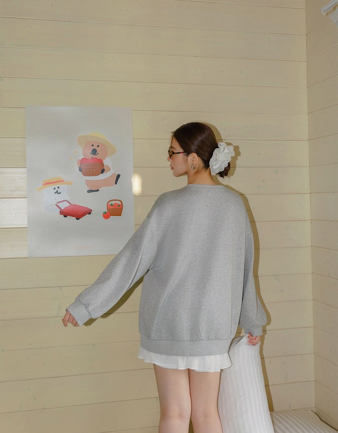 【DINOTAENG】Fluffy Embroidery Graphic Sweatshirt