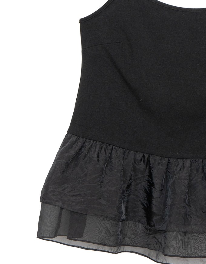 Layered Sheer Ruffle Hem Spaghetti Strap Cami Top