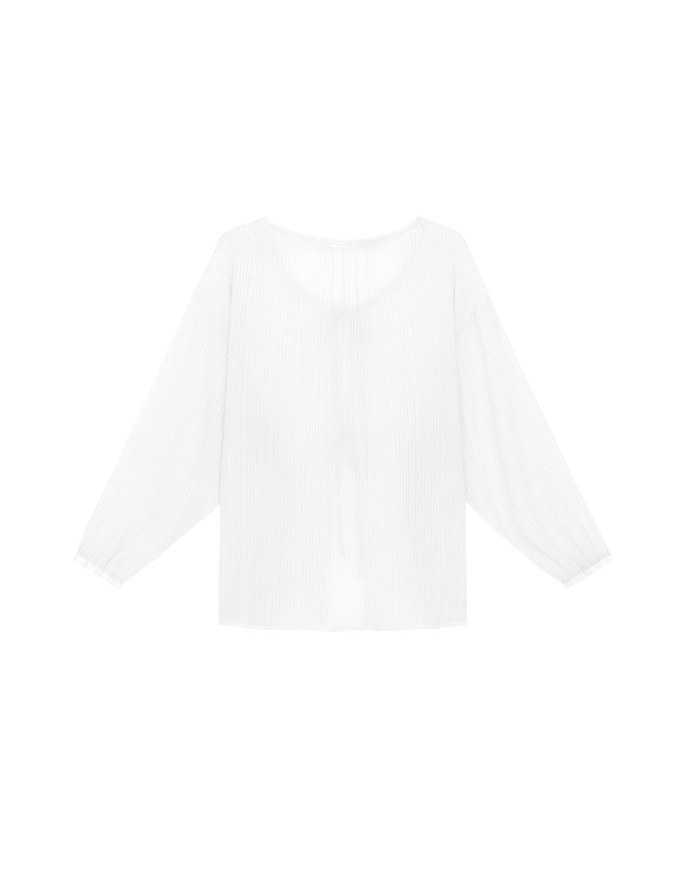 Sheer Lightweight 2 Way Blouse Top with Bow Tie Closure
