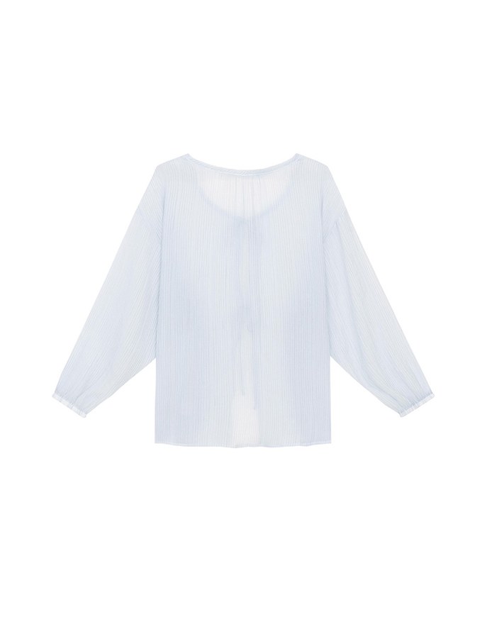 Sheer Lightweight 2 Way Blouse Top with Bow Tie Closure