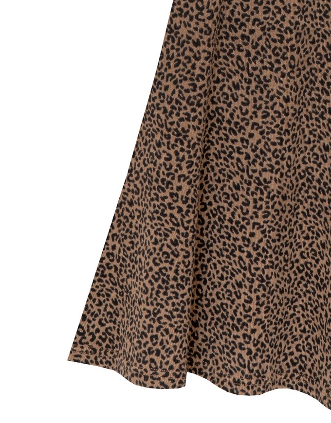 Leopard Print Flared Hem Maxi Skirt