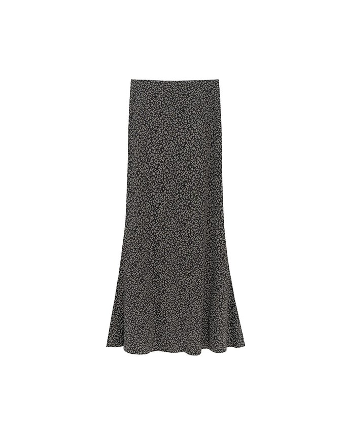 Leopard Print Flared Hem Maxi Skirt