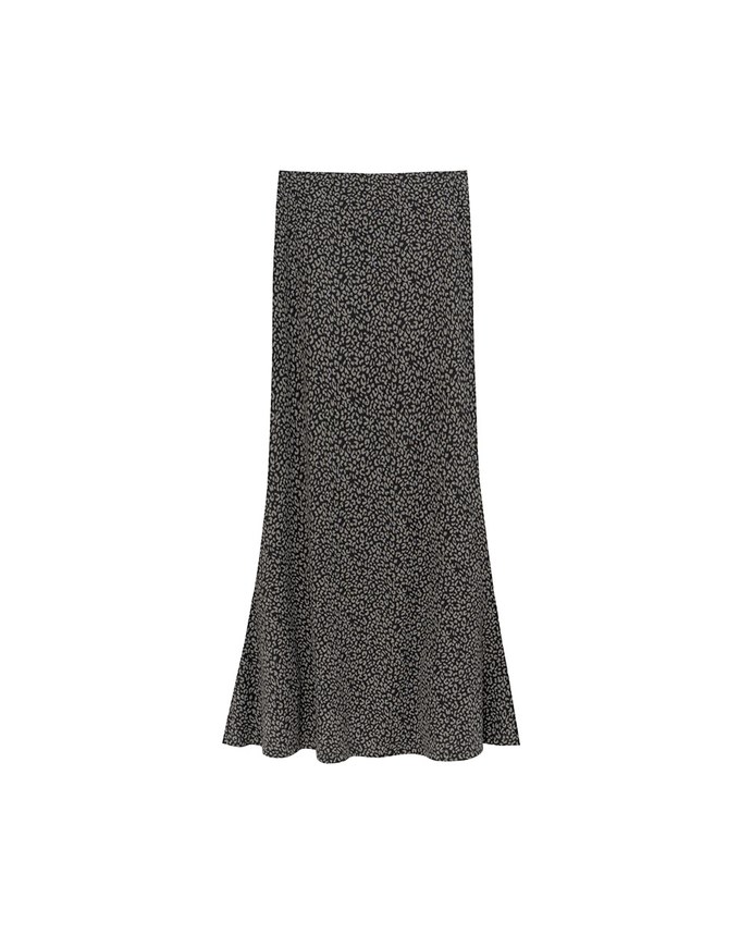 Leopard Print Flared Hem Maxi Skirt