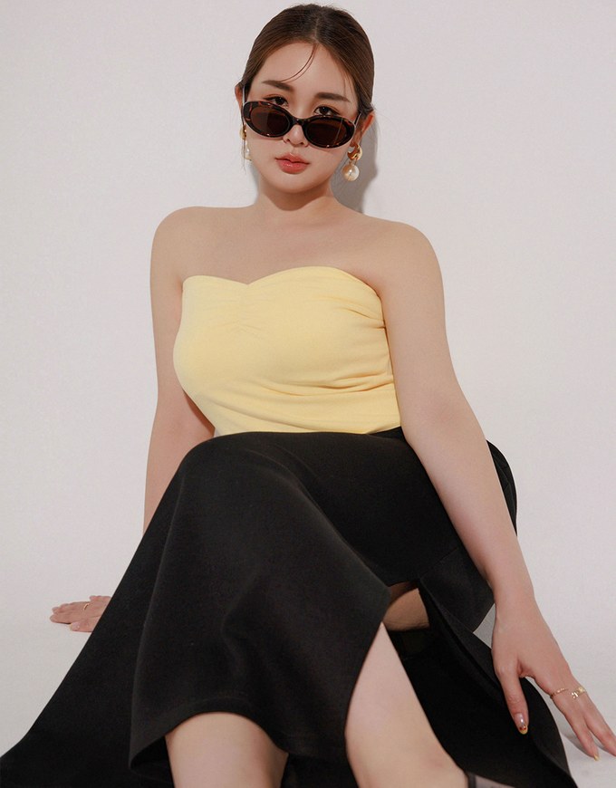 High Waist Jersey Maxi Skirt with Side Ruching