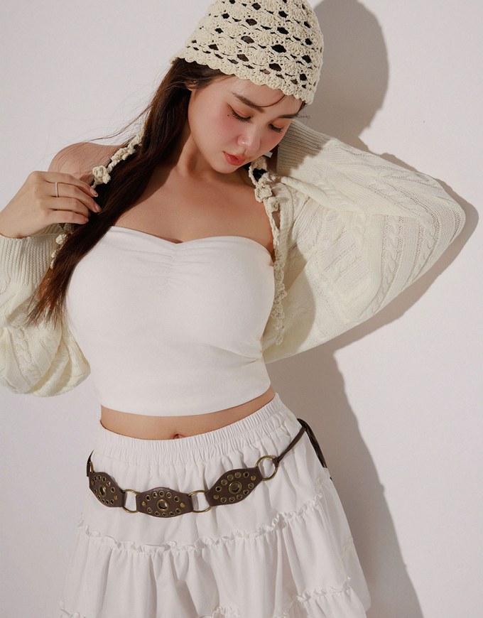 Tiered Ruffle Hem Elastic Waist Mini Skirt