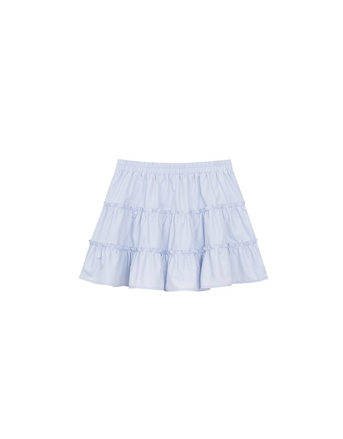 Tiered Ruffle Hem Elastic Waist Mini Skirt