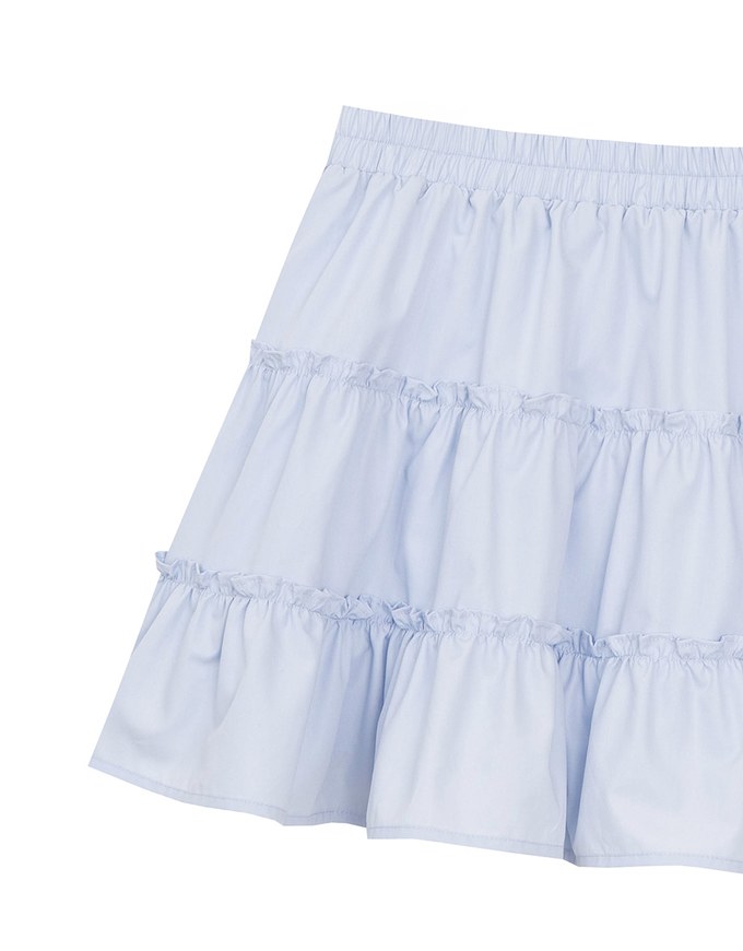 Tiered Ruffle Hem Elastic Waist Mini Skirt
