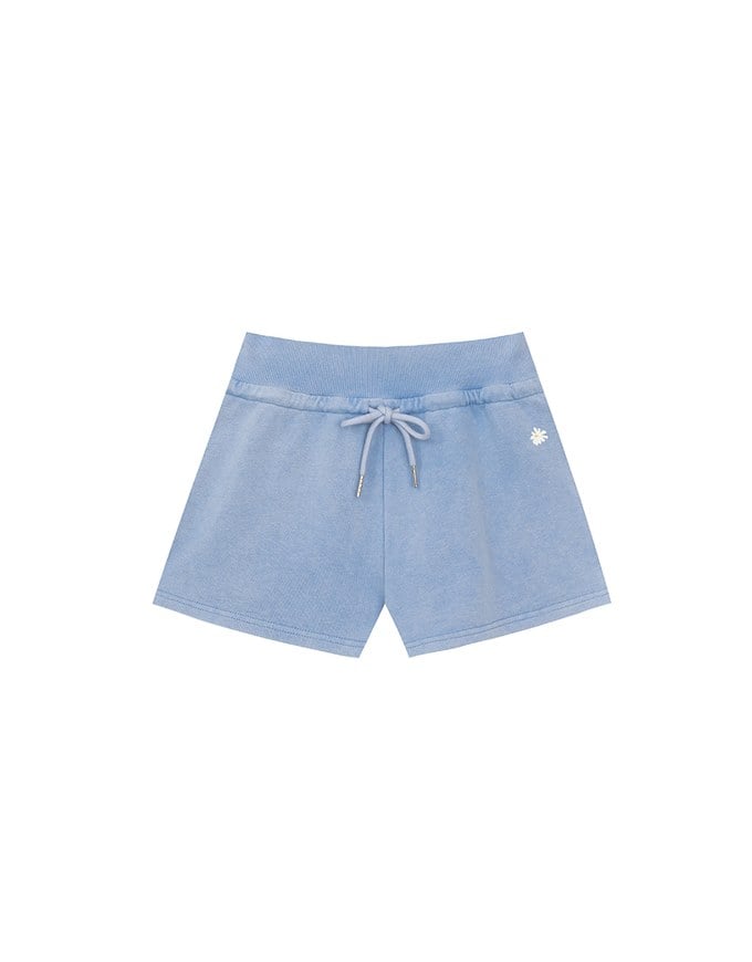 【DINOTAENG】Sweat Shorts With Daisy Graphic & Elastic Waistband