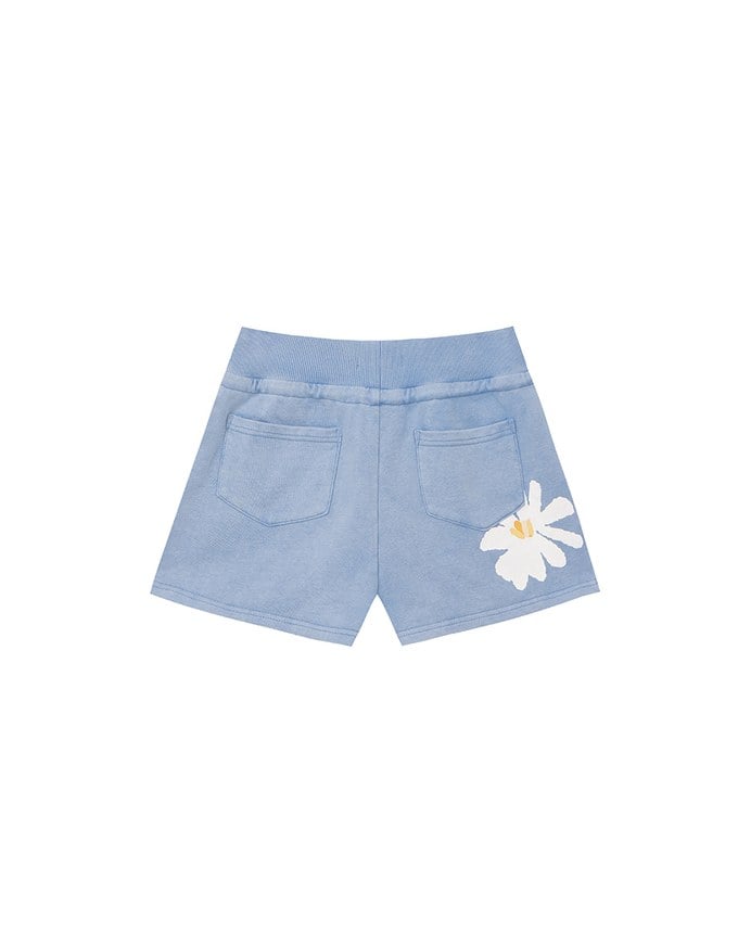 【DINOTAENG】Sweat Shorts With Daisy Graphic & Elastic Waistband