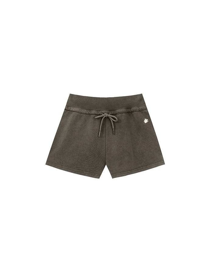 【DINOTAENG】Sweat Shorts With Daisy Graphic & Elastic Waistband