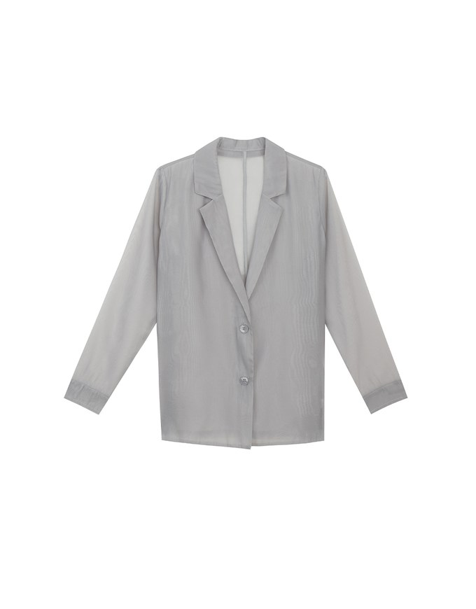 Lightweight Sheer Longline Button Front Tailored Jacket