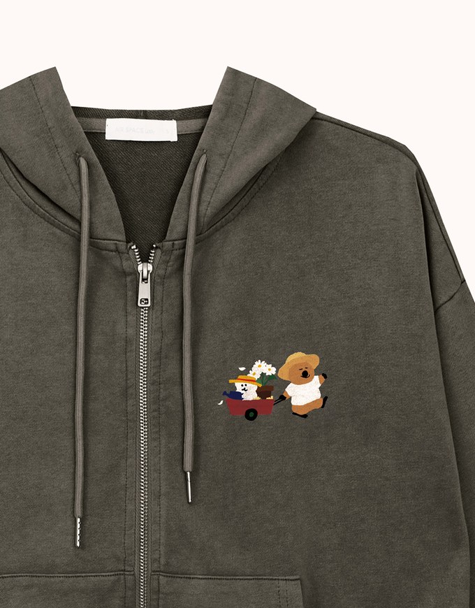 【DINOTAENG】Graphic Zip-Up Hoodie