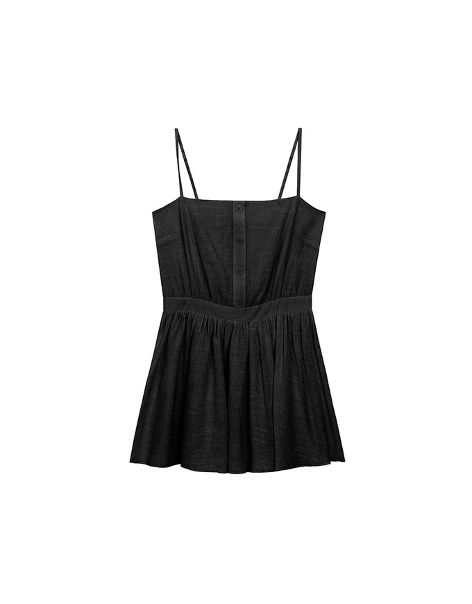 Spaghetti Strap A Line Button Down Jumpsuit
