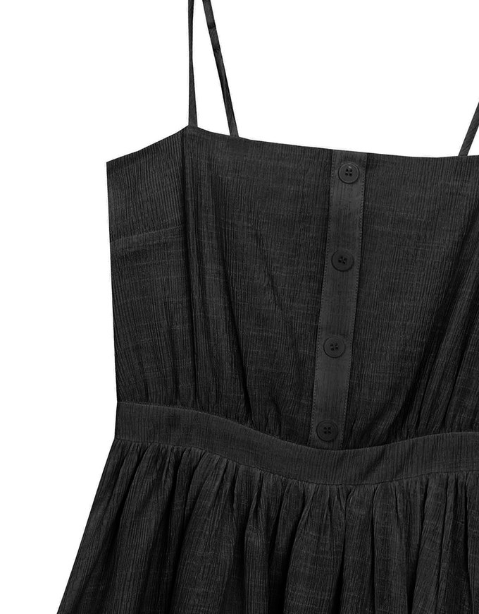 Spaghetti Strap A Line Button Down Jumpsuit