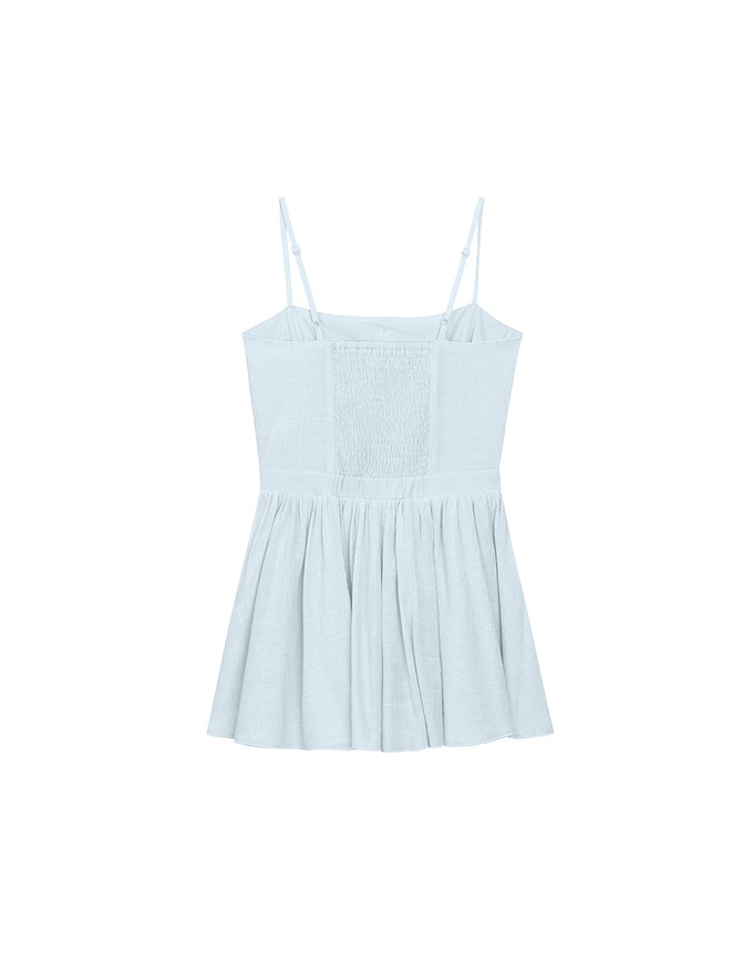 Spaghetti Strap A Line Button Down Jumpsuit