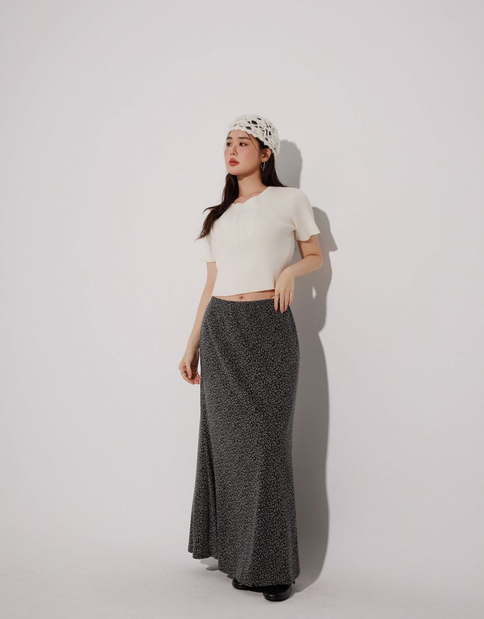 Crop Ribbed Knit Top with AIR SPACE Logo Embroidered