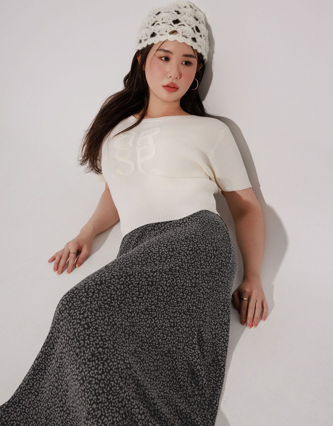 Crop Ribbed Knit Top with AIR SPACE Logo Embroidered