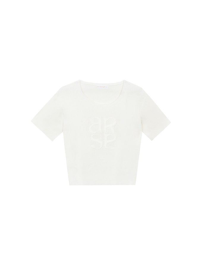 Crop Ribbed Knit Top with AIR SPACE Logo Embroidered