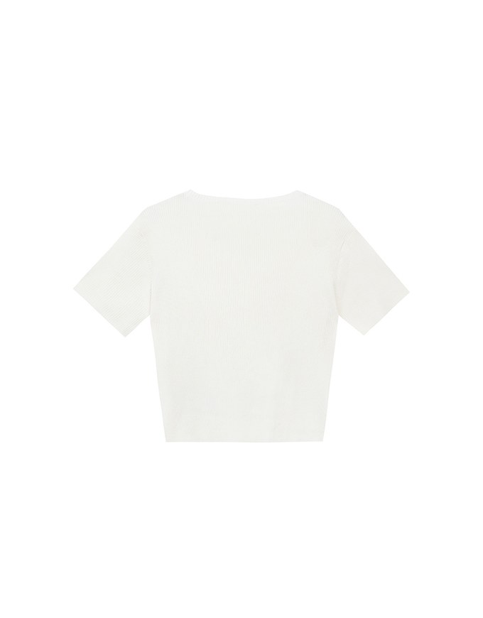 Crop Ribbed Knit Top with AIR SPACE Logo Embroidered