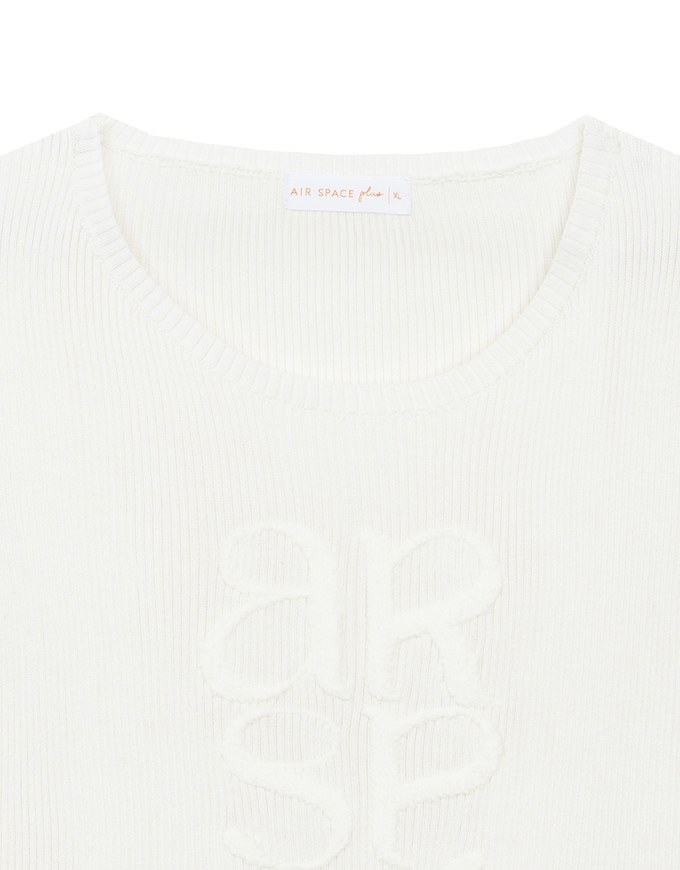 Crop Ribbed Knit Top with AIR SPACE Logo Embroidered