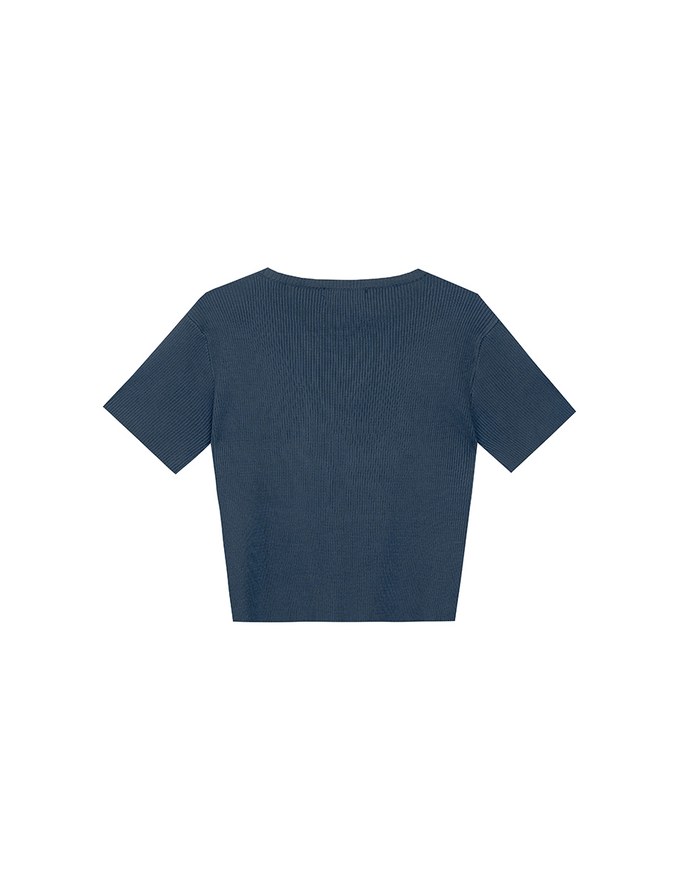 Crop Ribbed Knit Top with AIR SPACE Logo Embroidered