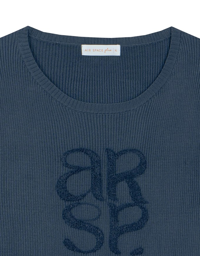 Crop Ribbed Knit Top with AIR SPACE Logo Embroidered