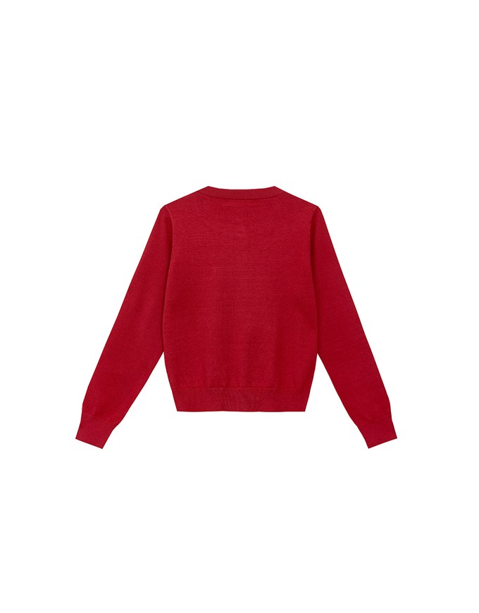【DINOTAENG】Embroidered Button-Down Knit Cardigan