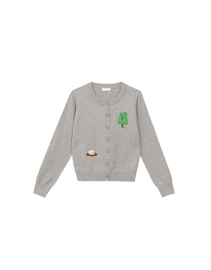 【DINOTAENG】Embroidered Button-Down Knit Cardigan