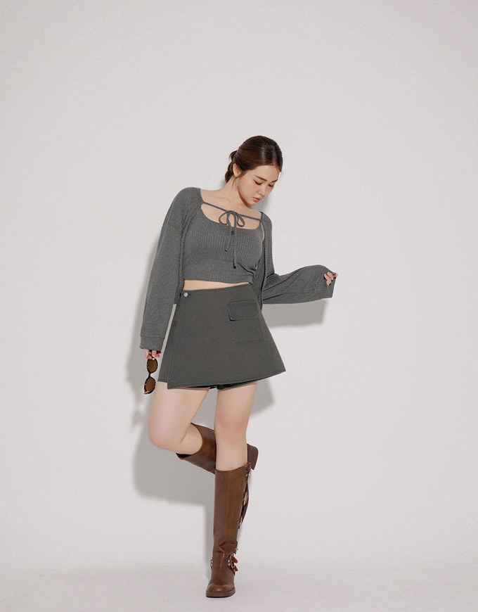 2 Way Convertible Cargo Style Skort with Button Closure
