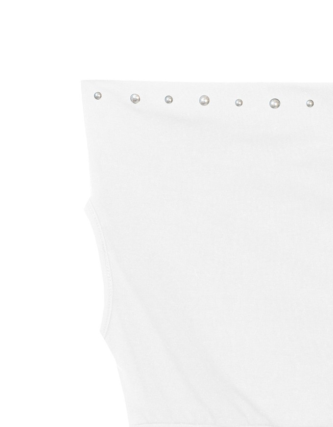 Off Shoulder Studded Detail Crop Fitted Top