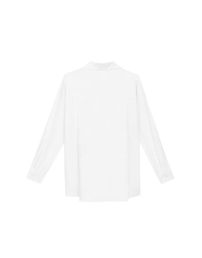 【Stain Resistant】Oversized Pocket Detail Button Down Shirt Blouse