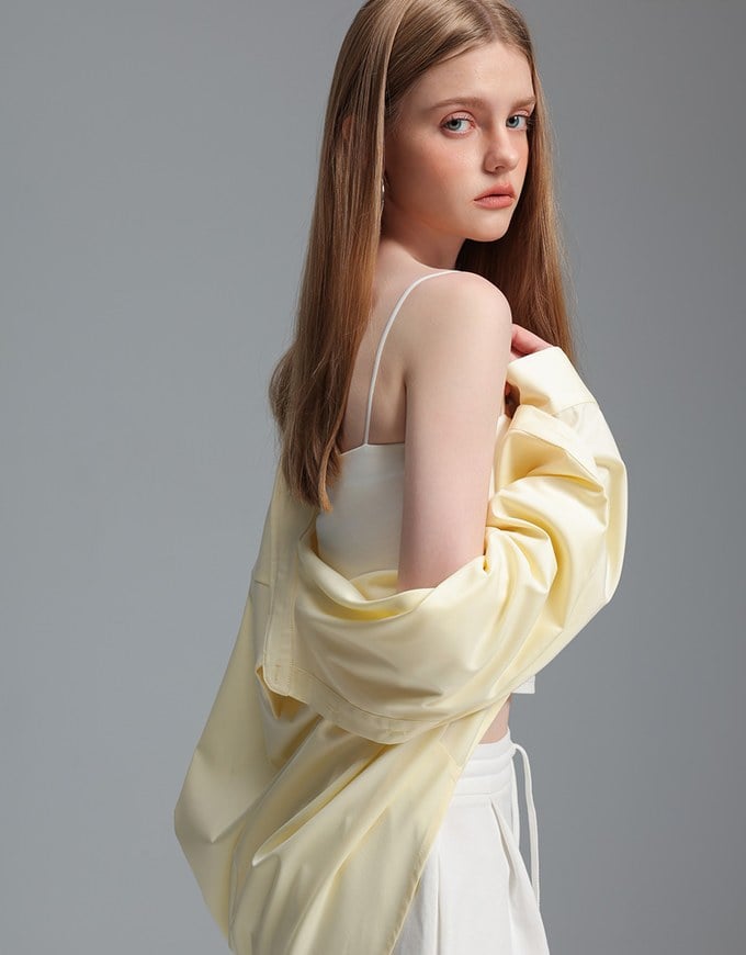 【Stain Resistant】Oversized Pocket Detail Button Down Shirt Blouse