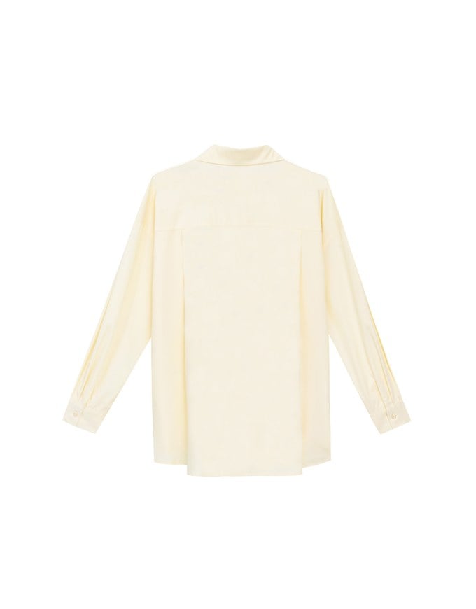 【Stain Resistant】Oversized Pocket Detail Button Down Shirt Blouse