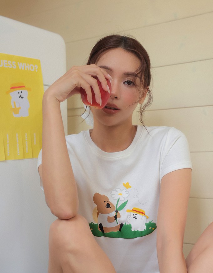 【DINOTAENG】Puff Print Graphic T-Shirt (Adults & Kids)