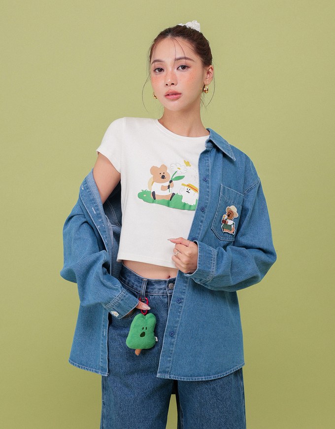 【DINOTAENG】Puff Print Graphic T-Shirt (Adults & Kids)