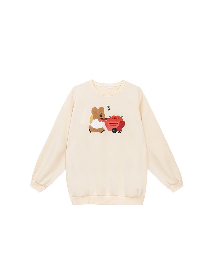【DINOTAENG】Fluffy Embroidery Graphic Sweatshirt
