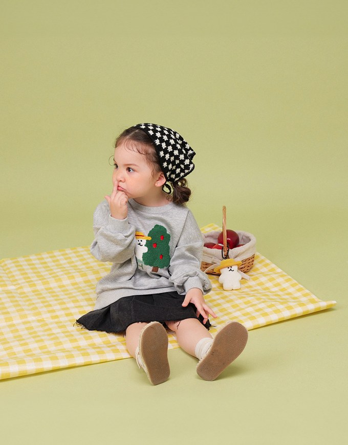 【DINOTAENG】 Fluffy Embroidery Graphic Sweatshirt ( Kids)