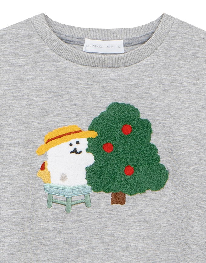 【DINOTAENG】 Fluffy Embroidery Graphic Sweatshirt ( Kids)