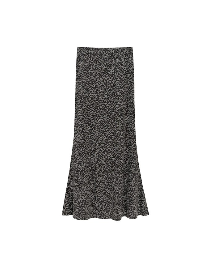 Leopard Print Flared Hem Maxi Skirt