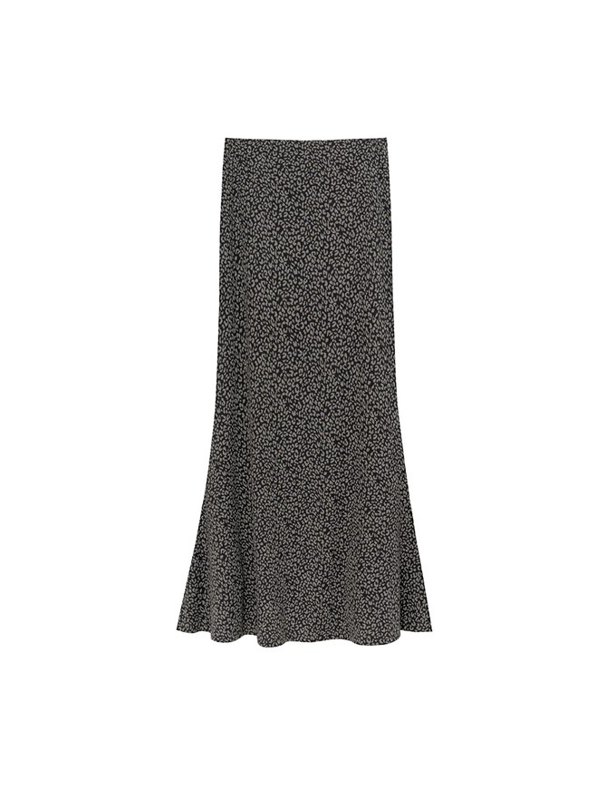 Leopard Print Flared Hem Maxi Skirt