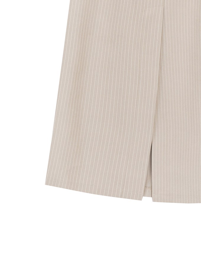 High Waist Pinstripe Slit Back Maxi Skirt