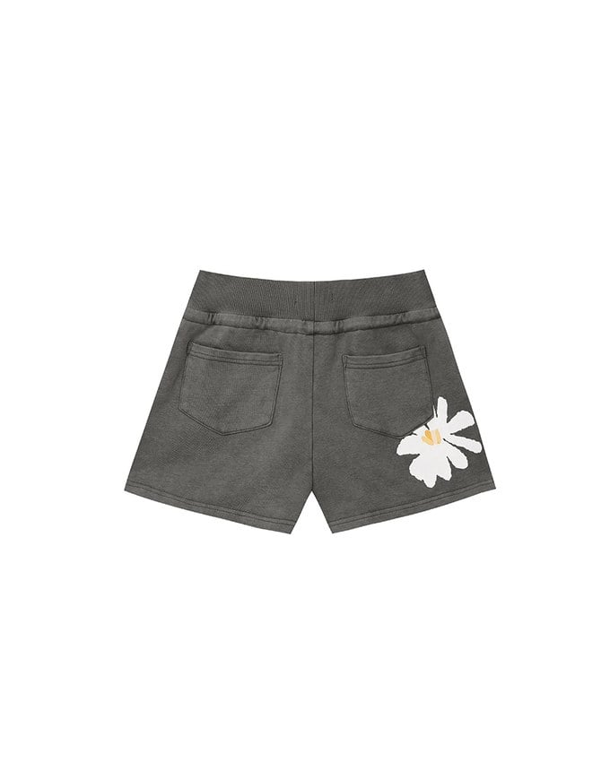 【DINOTAENG】Sweat Shorts With Daisy Graphic & Elastic Waistband
