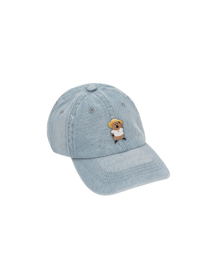 【DINOTAENG】Retro Embroidery Washed Denim Baseball Cap