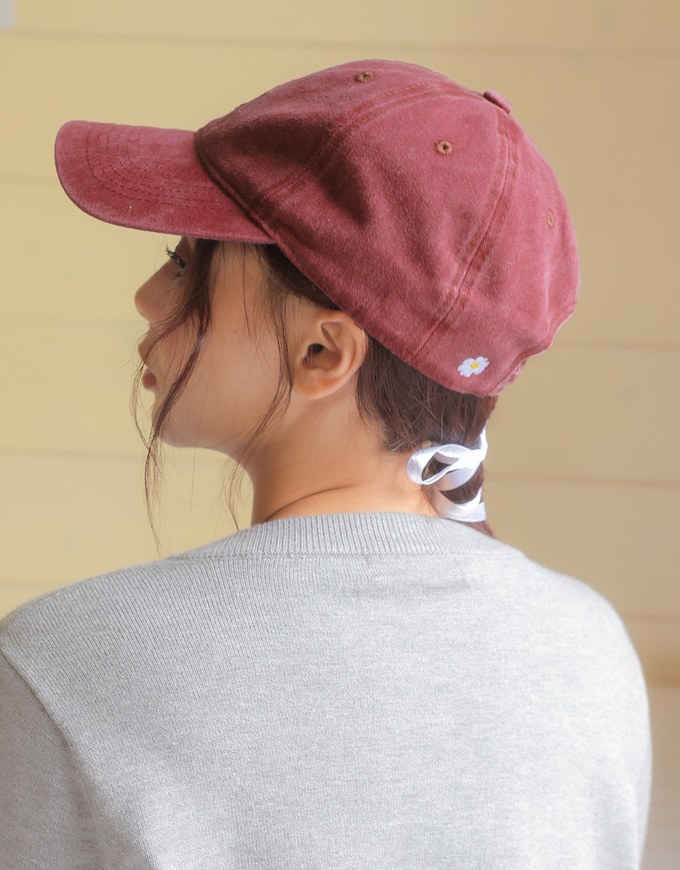 【DINOTAENG】Retro Embroidery Washed Denim Baseball Cap