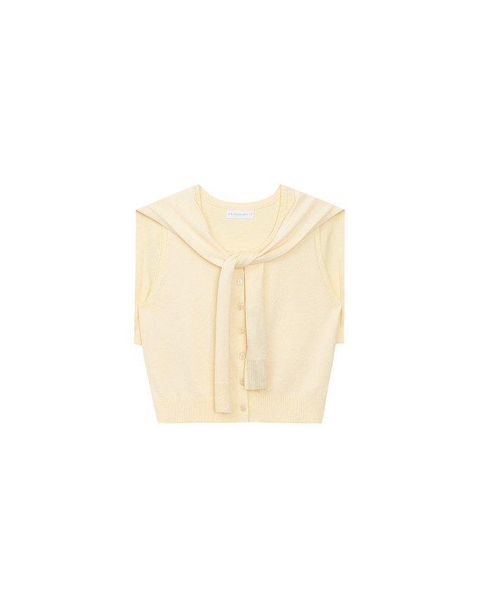 Knit Shawl Sleeveless Crop Cardigan Top